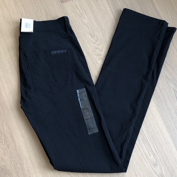 NWT Calvin Klein 5-Pocket Mid-Rise Straight Pants in Black, Size 2 Tall (Like 4) - Picture 6 of 13